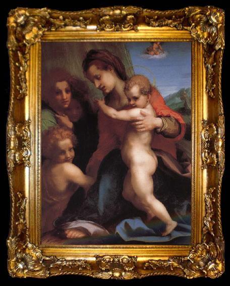 framed  Andrea del Sarto The Virgin and Child with St. John childhood, as well as two angels, ta009-2
